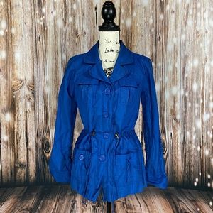 Chico's blue rain jacket